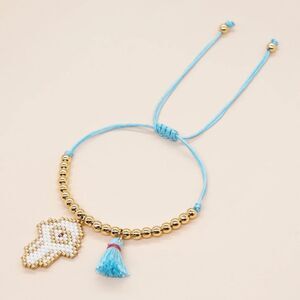 Miyuki Delica Blue Hand Shaped Evil Eye Seed Bead Bracelet
